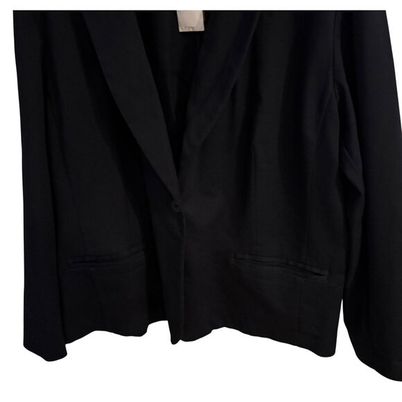 J. Jill Navy Blue One Button Blazer Size 3X Princess Seams Princess Seams Pocket - Picture 4 of 8